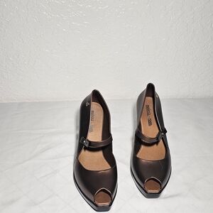 Melissa Dark Brown Peep-Toe Heels
